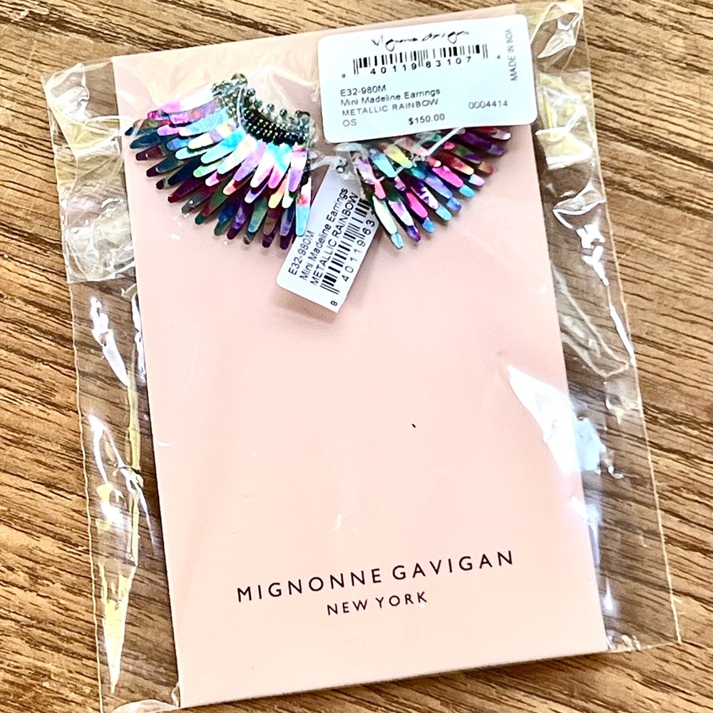 🌺🎉HP🎉🌺 NWT Mignonne Gavigan Mini Madeline Earrings Metallic Rainbow - Picture 16 of 16